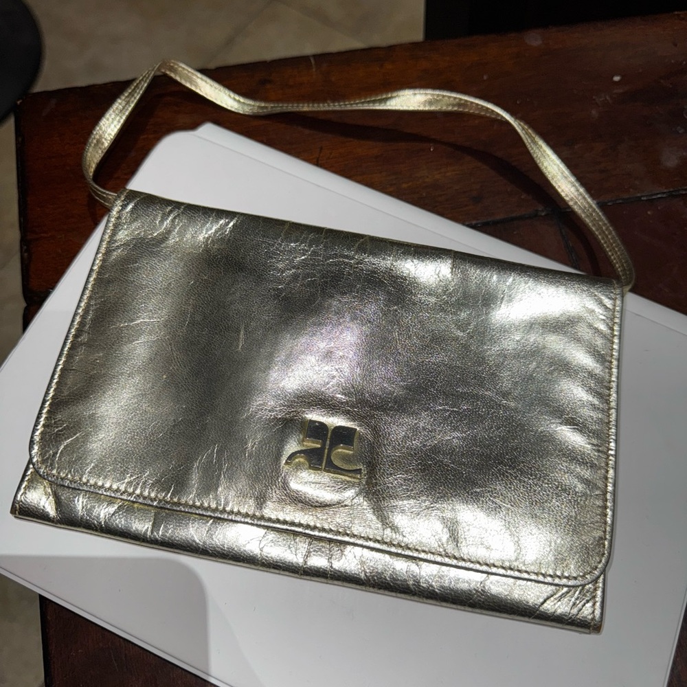 Authentic vintage Courreges Paris small / mini purse gold - mint - Picture 2 of 8